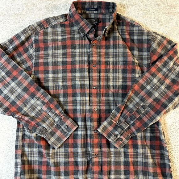 Pendleton Landry Men's Red Grey Plaid Long Sleeve‎ Shirt Wool Blend - Size XL - Picture 1 of 10